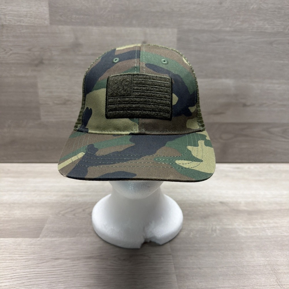 HIGHLAND TACTICAL American Flag - Trucker Mesh Hat One Size Camo MINT Condition.
